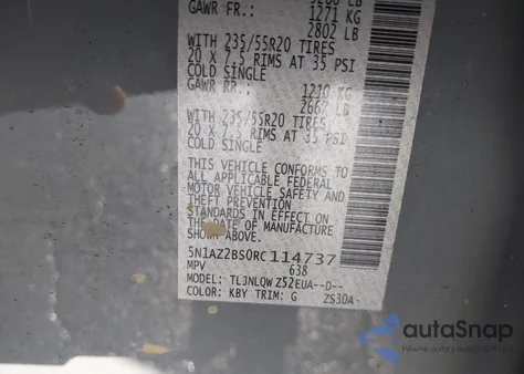 2024 Nissan Murano Sv Intelligent Awd from USA, damaged, VIN 5N1AZ2BS0RC114737